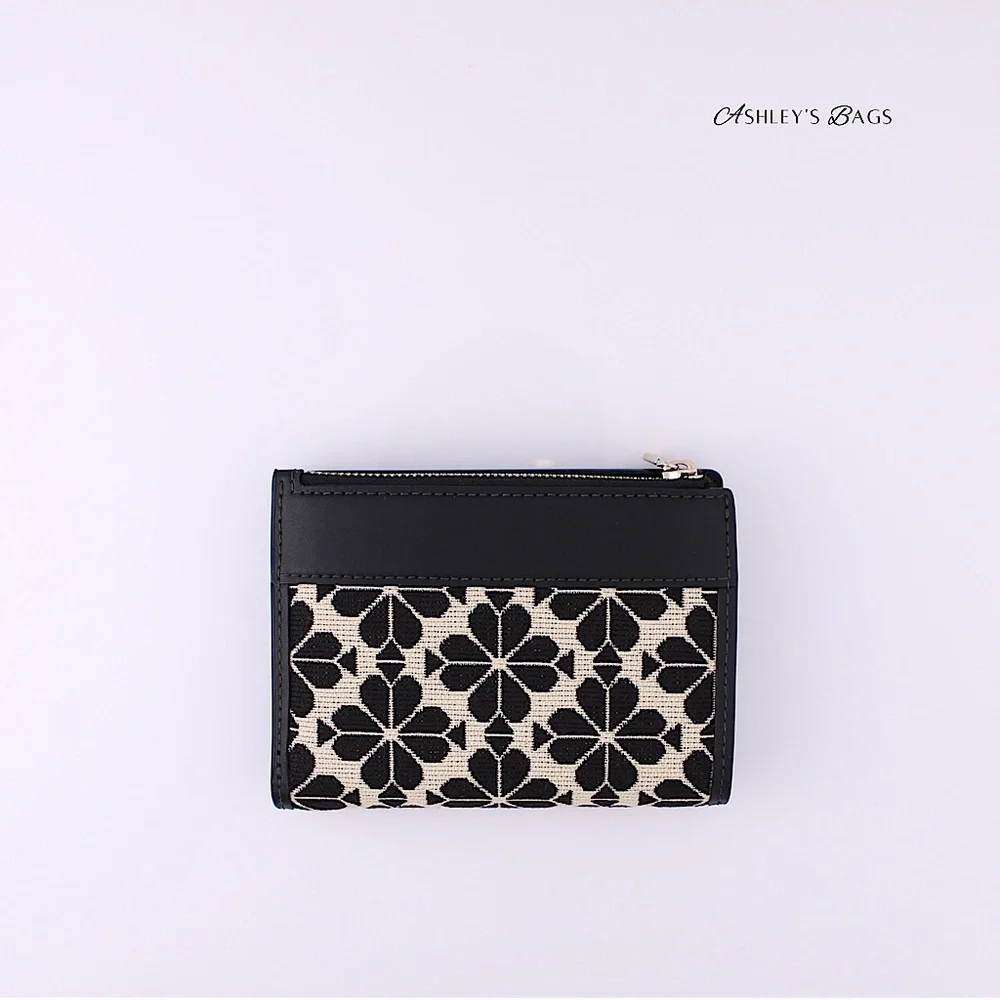 Kate Spade x Disney Minnie Mickey Spade Flower Jacquard Compact Bifold Wallet